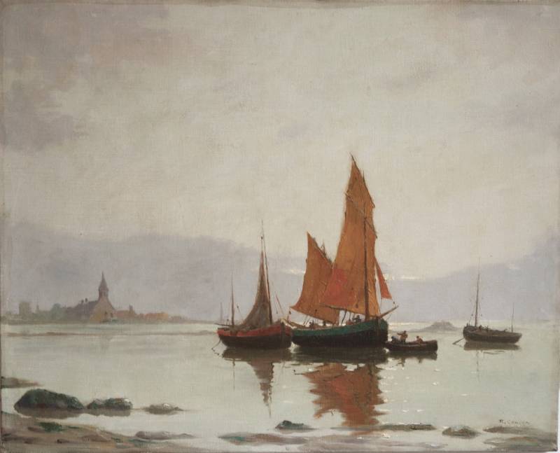 Tableau, peinture à l'huile. Marine